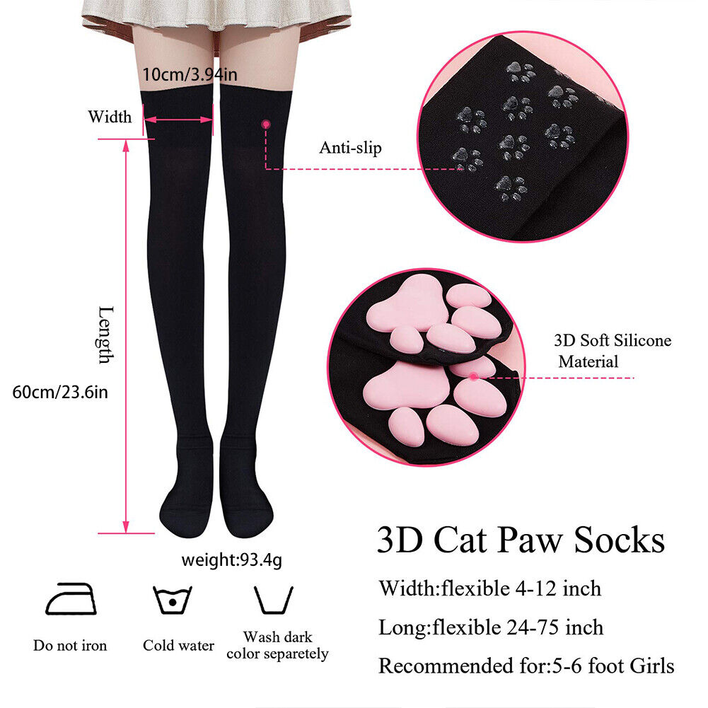 US 3D Kitten Claw Stockings Cat Paw Pad Socks Thigh High Socks For Girl Women