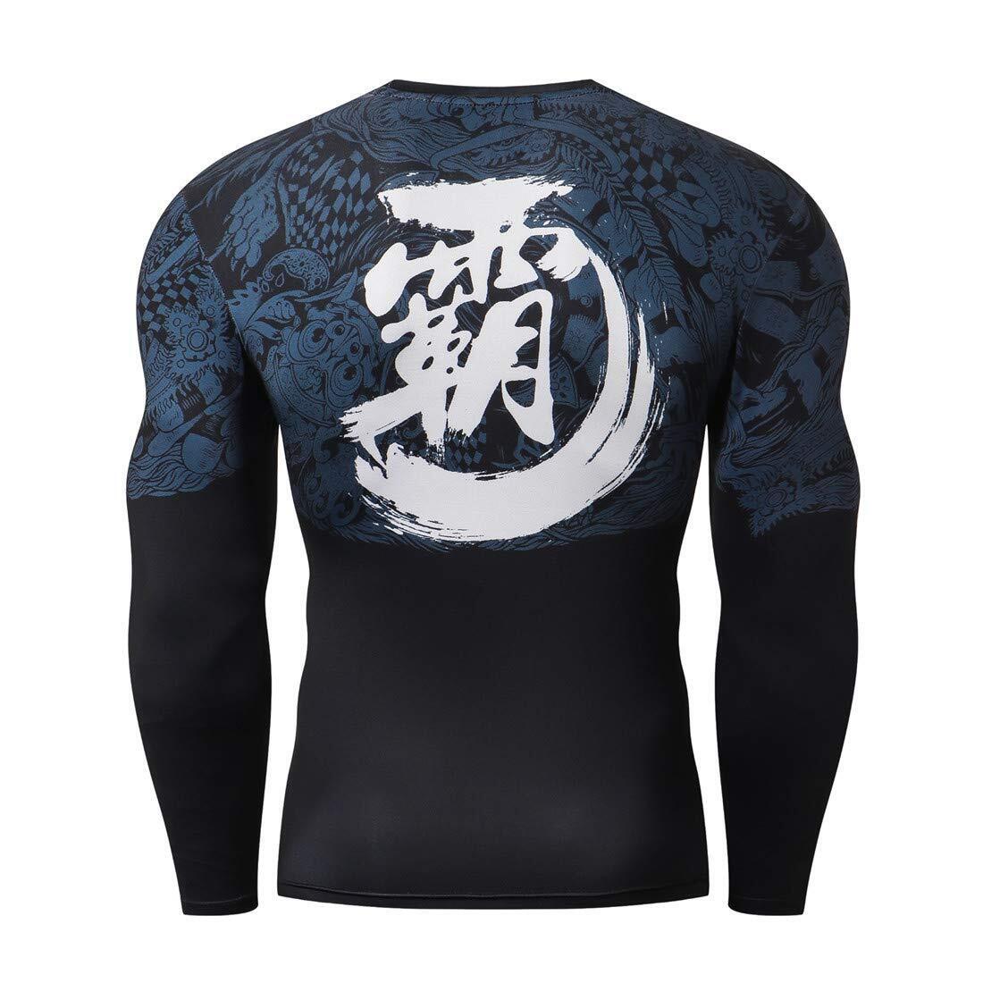 Men's Novelty Cycling Compression Top Long Sleeve Shirt Tattoo Pattern Fall Gear