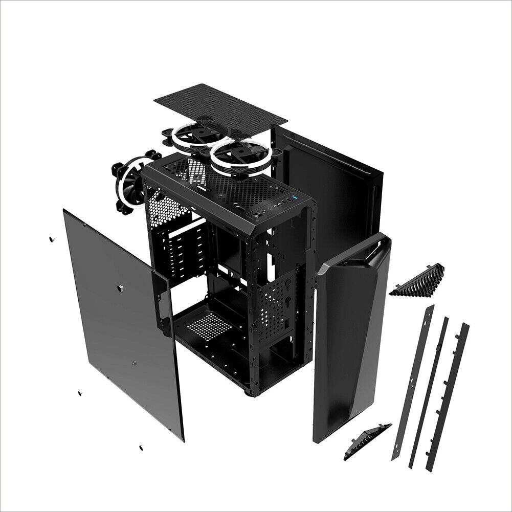 US ATX/MATX/ITX Mid Tower Case Side Panel Black White PC Gaming Computer Case