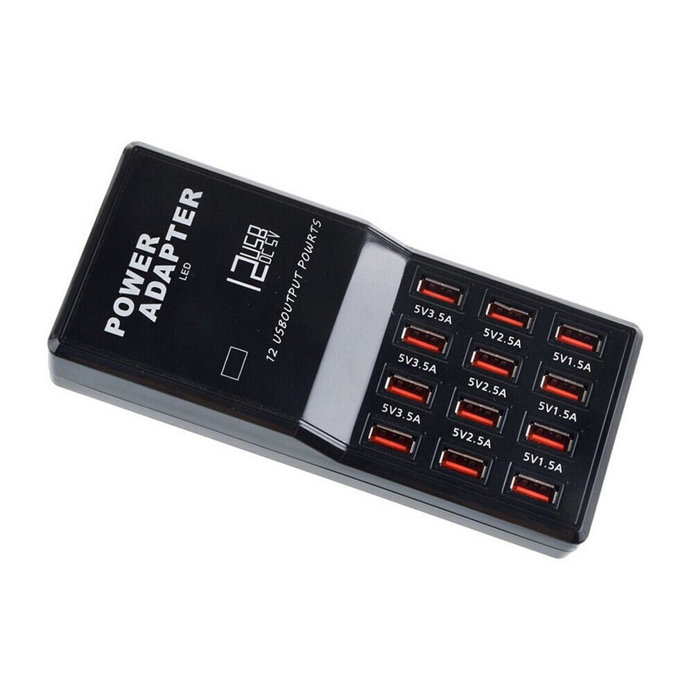 US Multi 12 Port USB Charging Station Hub Desktop Wall Phone Charger Organizer