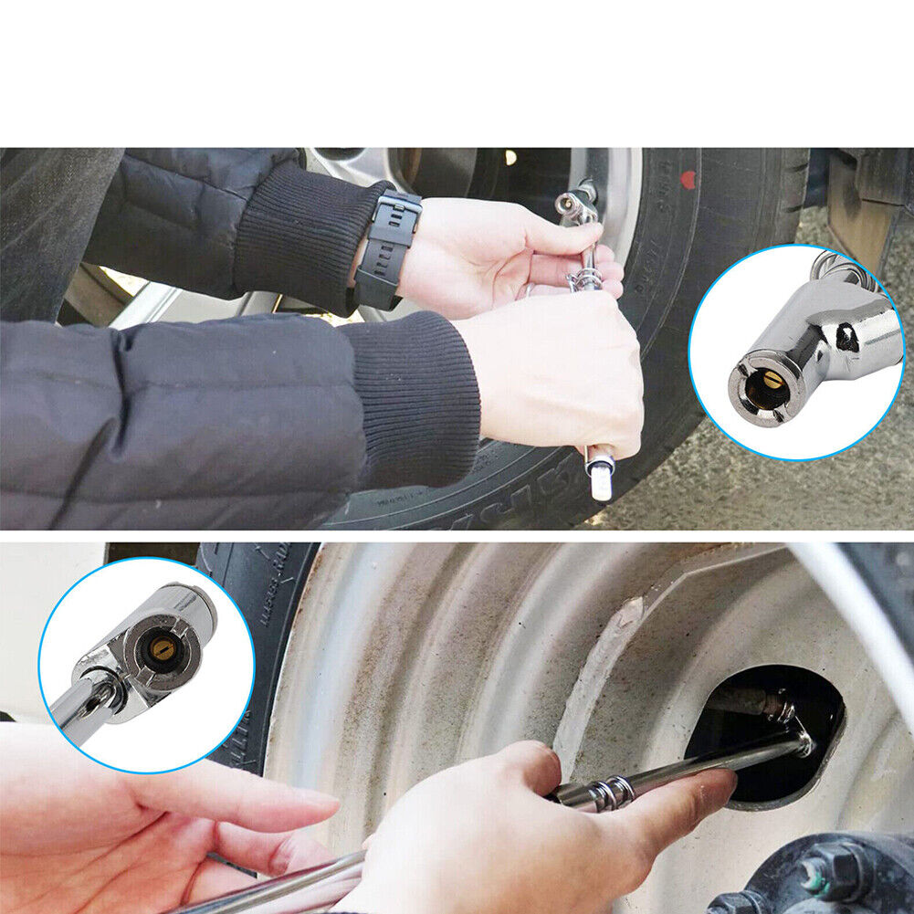 US 2-4Pc 160PSI Heavy Duty Tire Air Pressure Gauge Straight Dual Head Car Truck