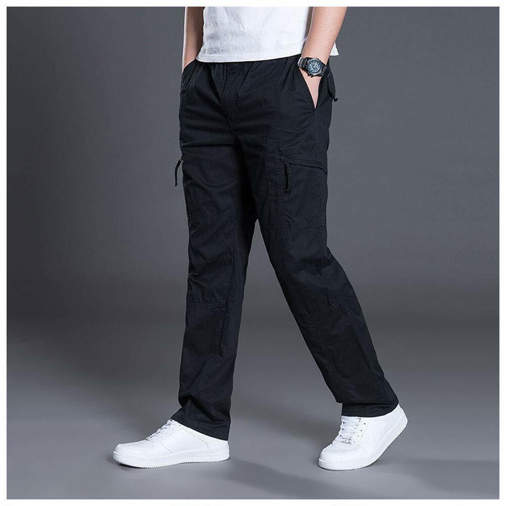 Men's Full Elastic Waist Loose Fit Pants Workwear Pull On Cargo Pants