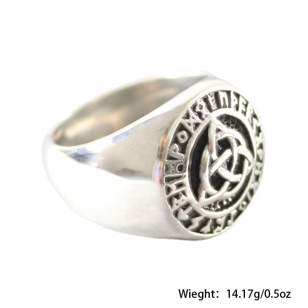 US 1-2 Pack Mens Viking Rune Celtic Irish Trinity Knot Ring Stainless Steel