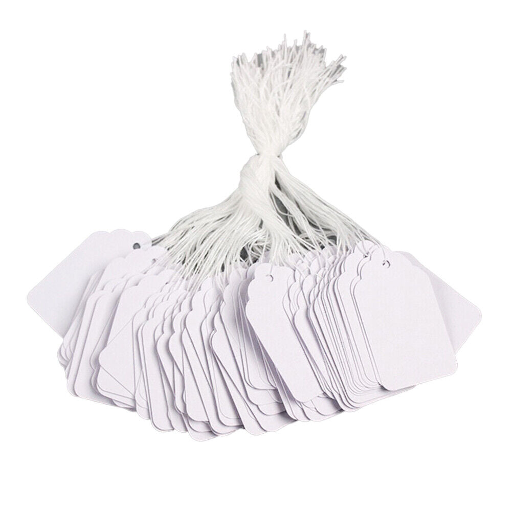 US 500-1000Pc String Size#5 Retail Strung Label Blank White Merchandise PriceTag