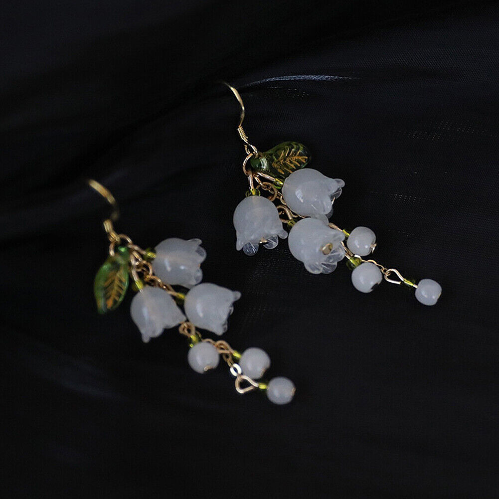 US Lily Of The Valley Chandelier Earrings Flower Floral Handmade Hook Earrings