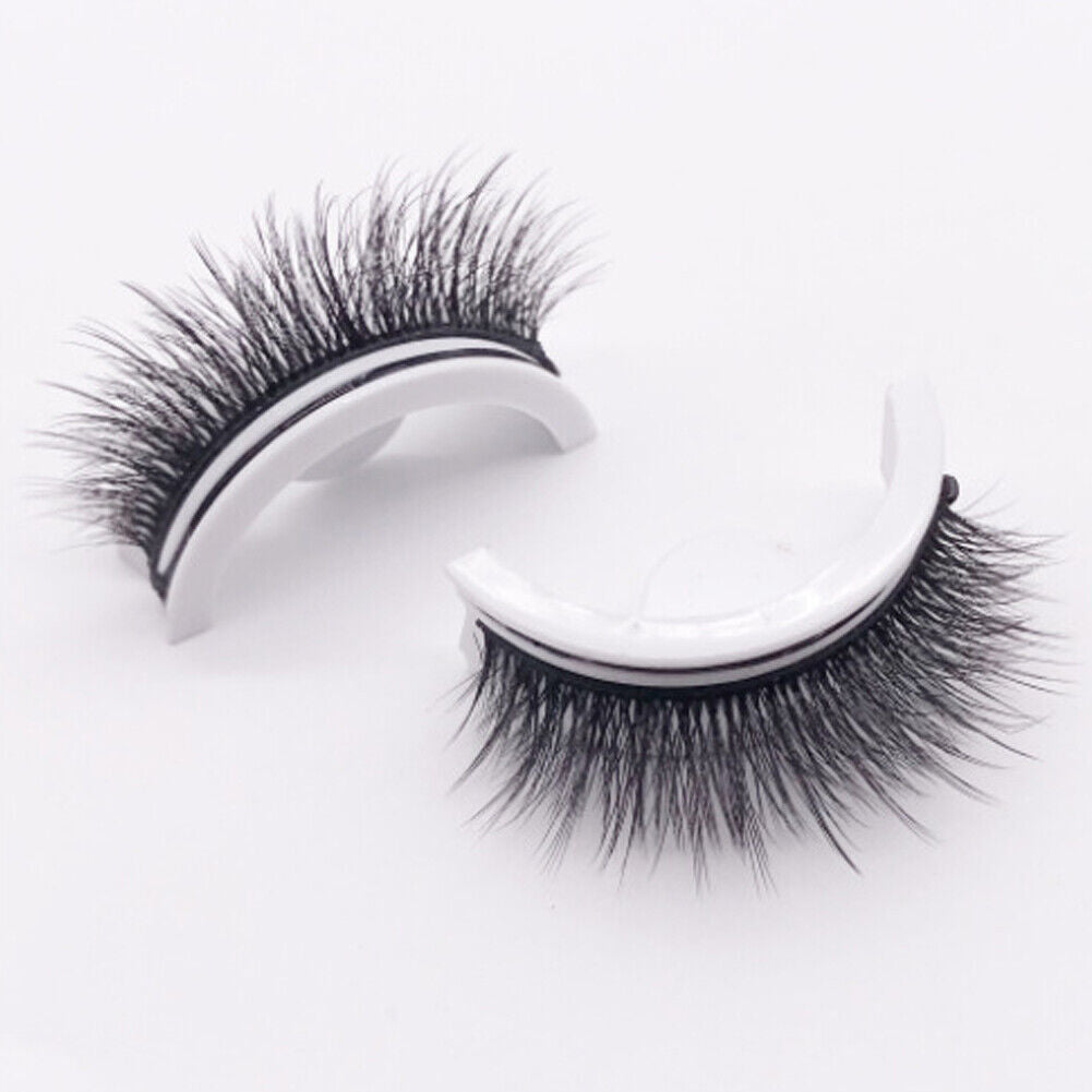 US 2-4 Pc Reusable 100% Real Mink 3D False Eyelashes Self Adhesive Nature Long