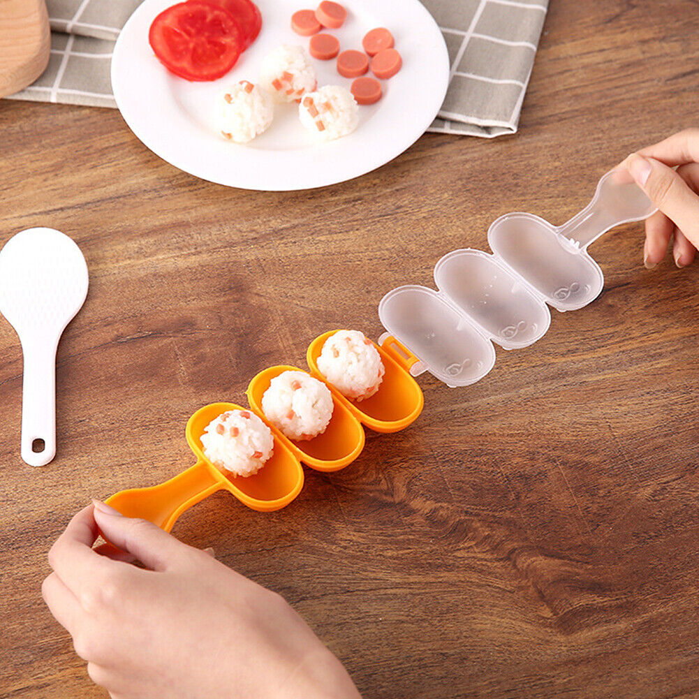 US 2-4 Pack DIY Rice Ball Mould with a Mini Paddle Rice Ball Lunch Maker Mold