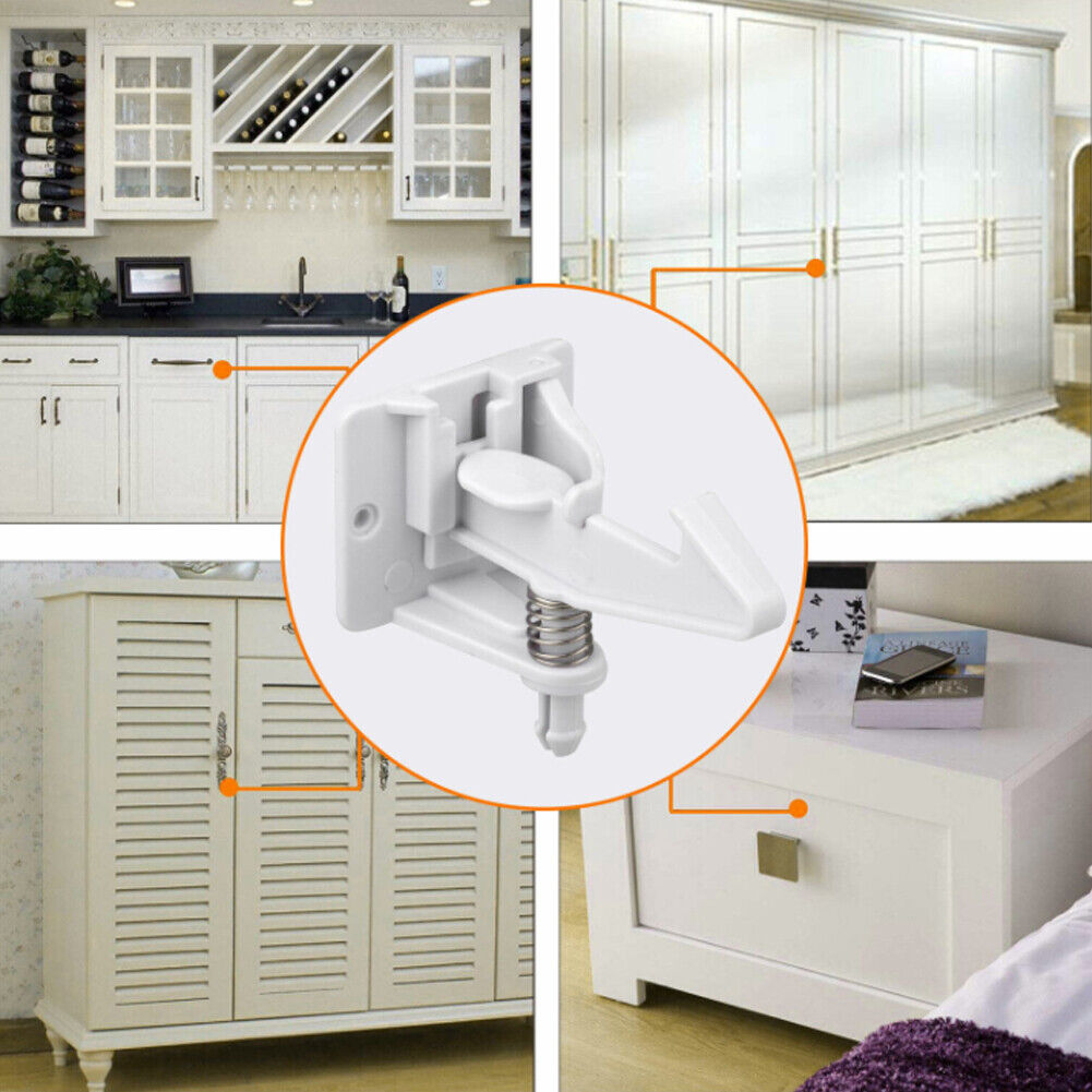 US 10-20 Pcs Set Baby Safety Cabinet Locks NO Drilling Adhesive Latches Drawer