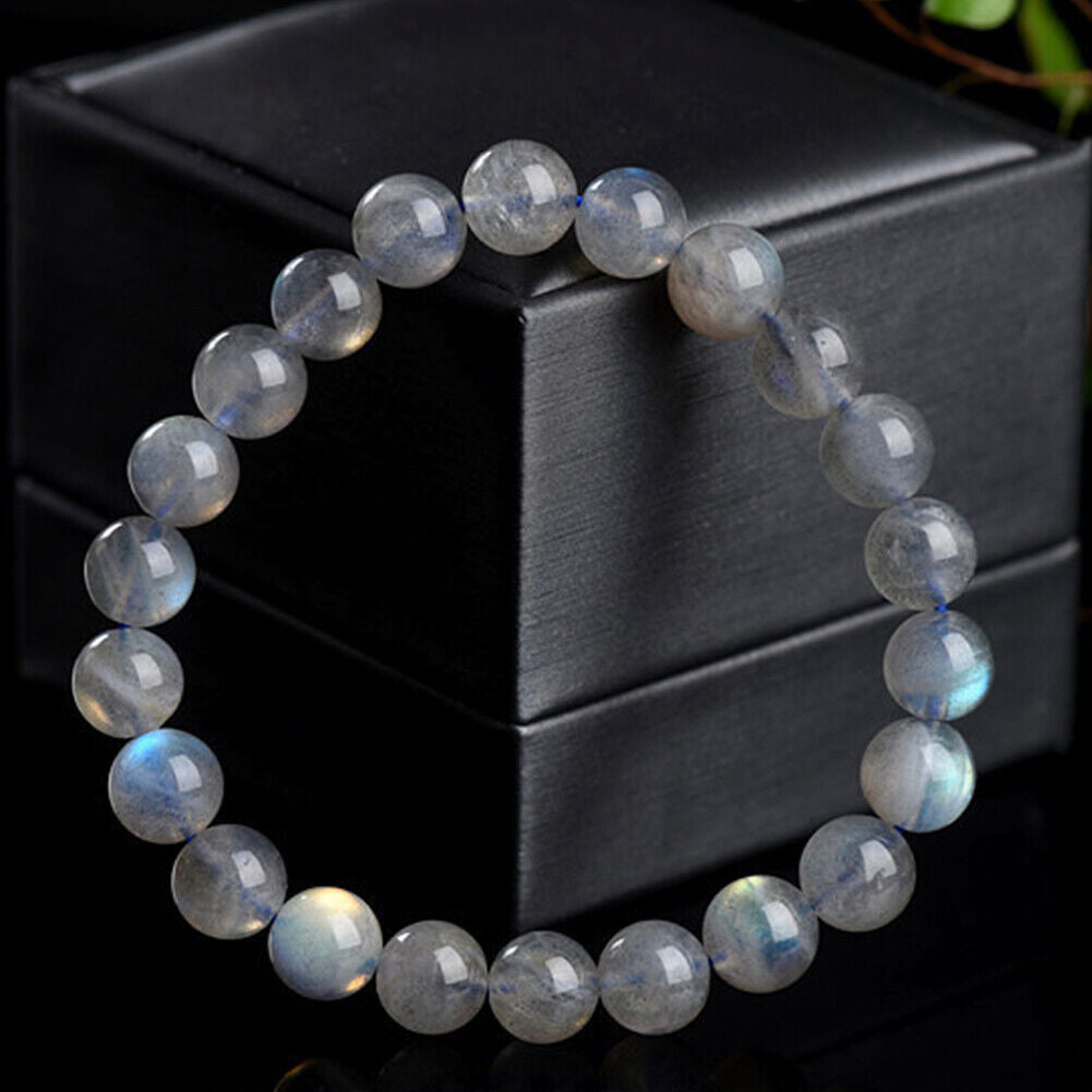 US 6/8 mm Light Gray Labradorite Bead Genuine Natural Grade 3A Gemstone Round