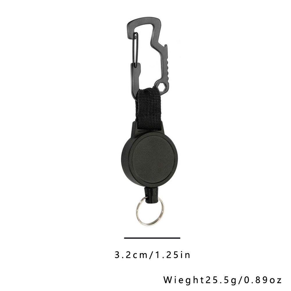 US 1-2Pc Retractable Key Chain Multifunctional Carabiner Badge Holder Anti Lost