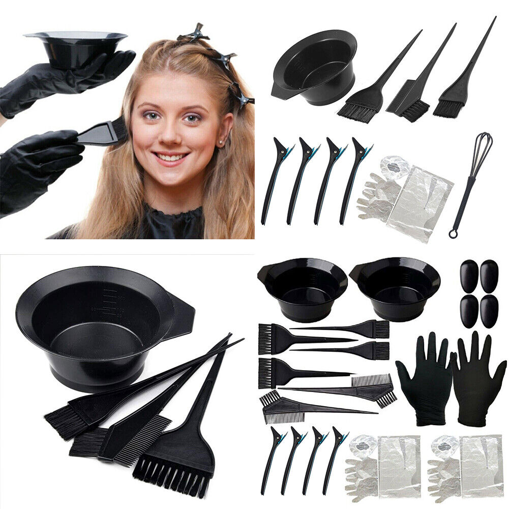 US 4/12/22 Pcs Hair Dye Coloring Brush Comb Set Mixing Bowl Salon Tint Tool Kit