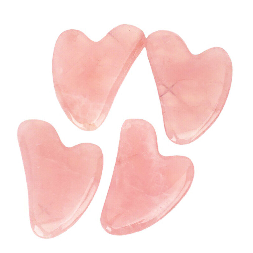 US 2 Pc Rose Quartz Gua Sha Massage Crystal Stone Tool Approx 60x80mm