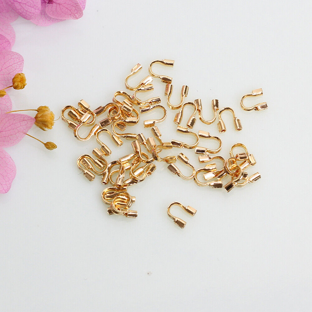 US 100 Pcs Adabele Tarnish Resistant Gold Wire Guard Thread Protector Loop
