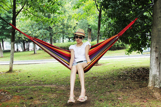 Double Layered Cotton Fabric Travel Camping Hammock,78.75''x31.5'', max 308 lbs