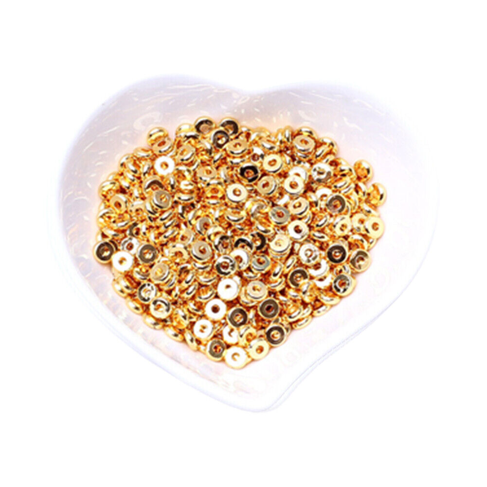 US 100-200Pc Heishi Beads 6mm Long-Lasting Disc Brass Rondelle Spacer Beads Pale