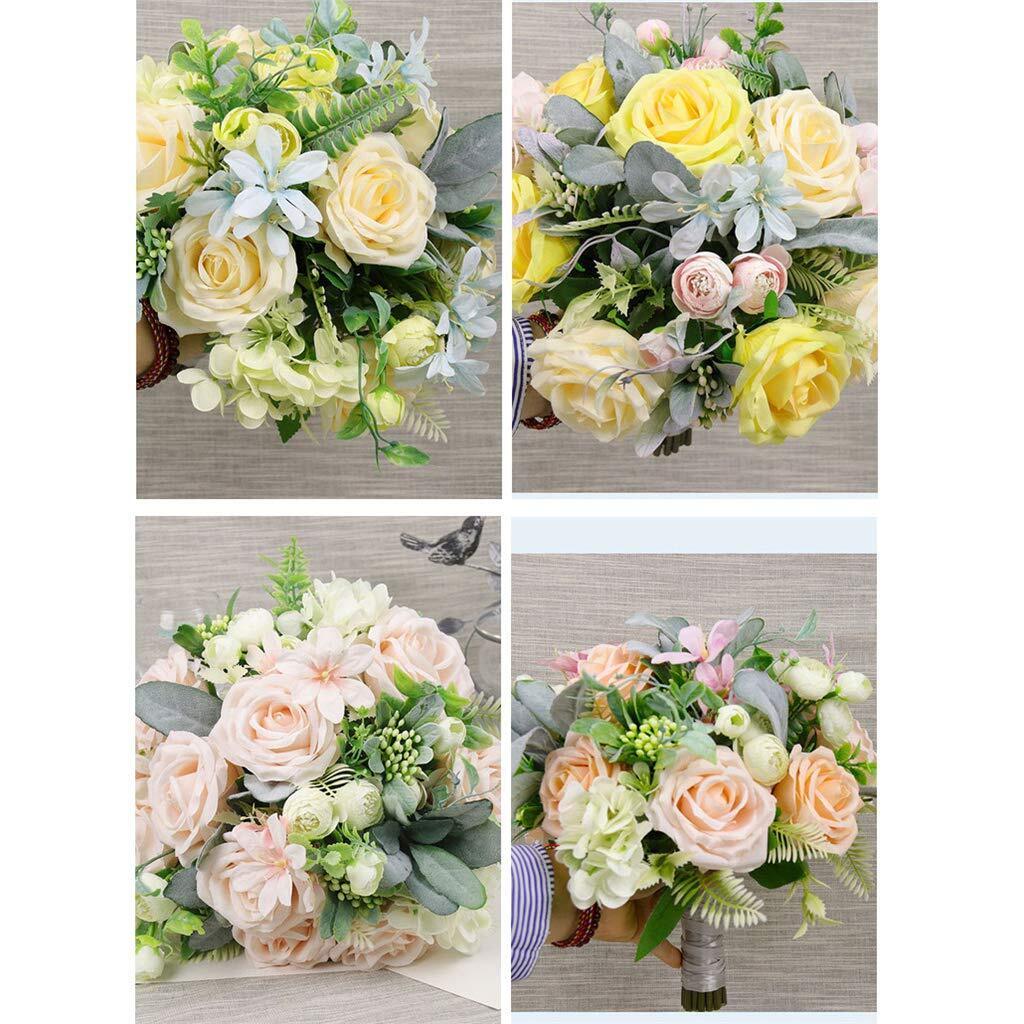 Bridal Holding Wedding Bouquet Fabric Light Coral Ivory Rose Peony Mix Flowers