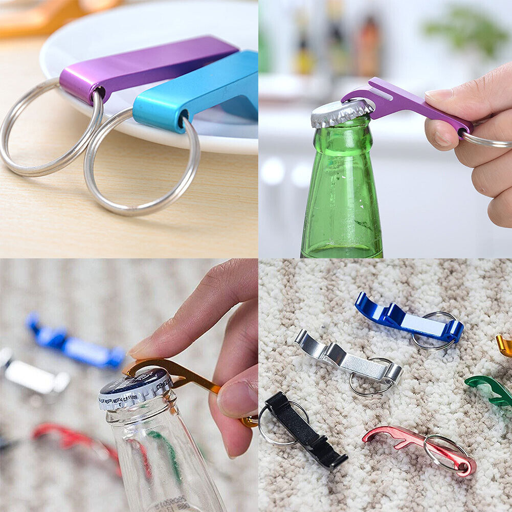 US 30-60 Pc Beer Bottle Opener Tools Key chain Metal Bar Claw Beverage Key Rings