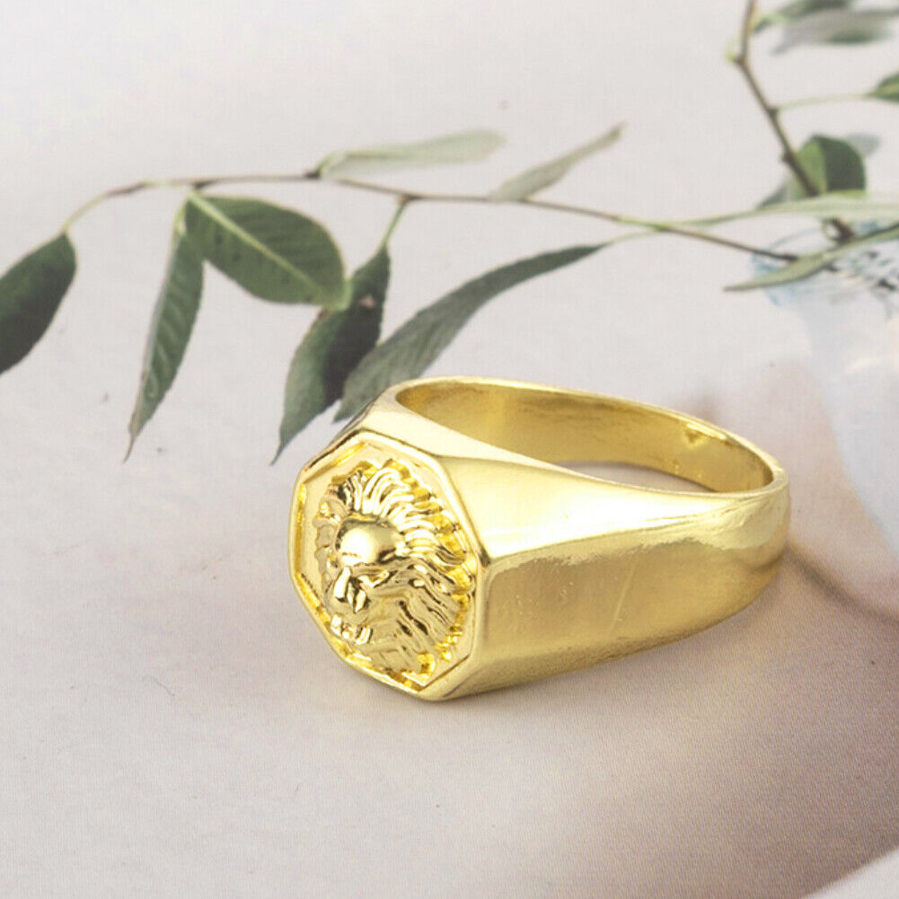 US 2-4 Pack Men Gold Plated Stainless Steel Lion Head of Judah Ring