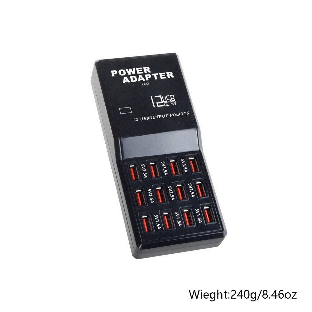 US Multi 12 Port USB Charging Station Hub Desktop Wall Phone Charger Organizer