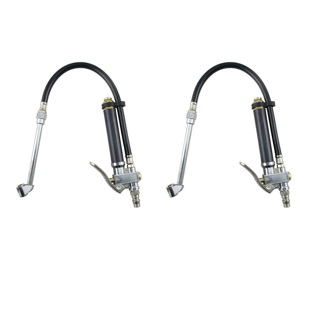 US 1-2 Pcs DUAL CHUCK TIRE INFLATOR with AIR PRESSURE GAUGE 10-120 PSI Rubber