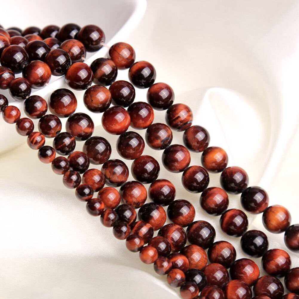 US 6/8/10mm Natural Stone Dark Red Jasper Round Beads Jewelry Making DIY Spacer