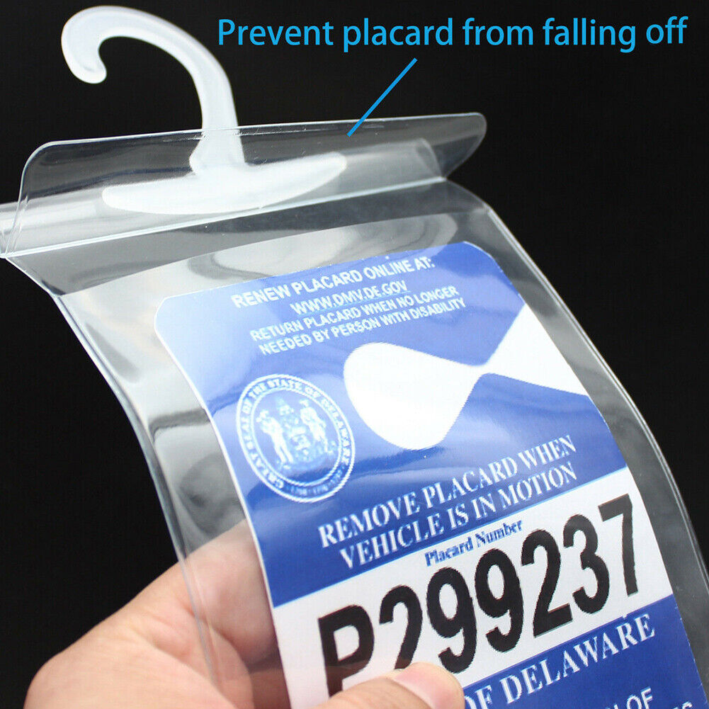 US Handicap Placard Holder Disabled Parking Permit Protector Mirror Tag Hang