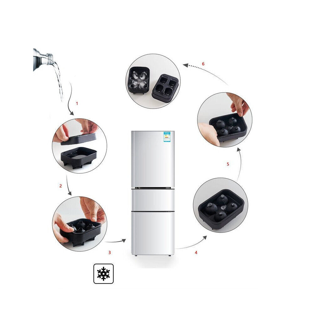 US 2-4 Pcs Shaped 3D Skull Ice Cube Mold Tray Stackable Silicone Ball Mold Party