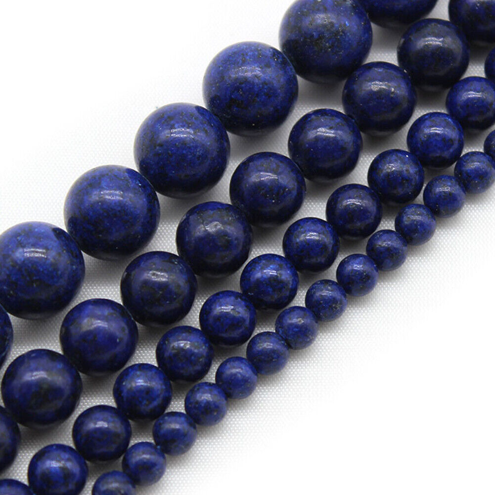 US 6/8/10mm Grade A Natural Lapis Lazuli Stone Beads Round Loose For Jewelry DIY