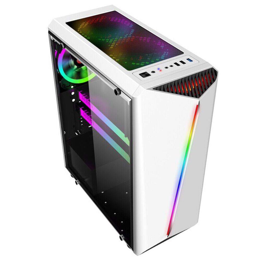 US ATX/MATX/ITX Mid Tower Case Side Panel Black White PC Gaming Computer Case