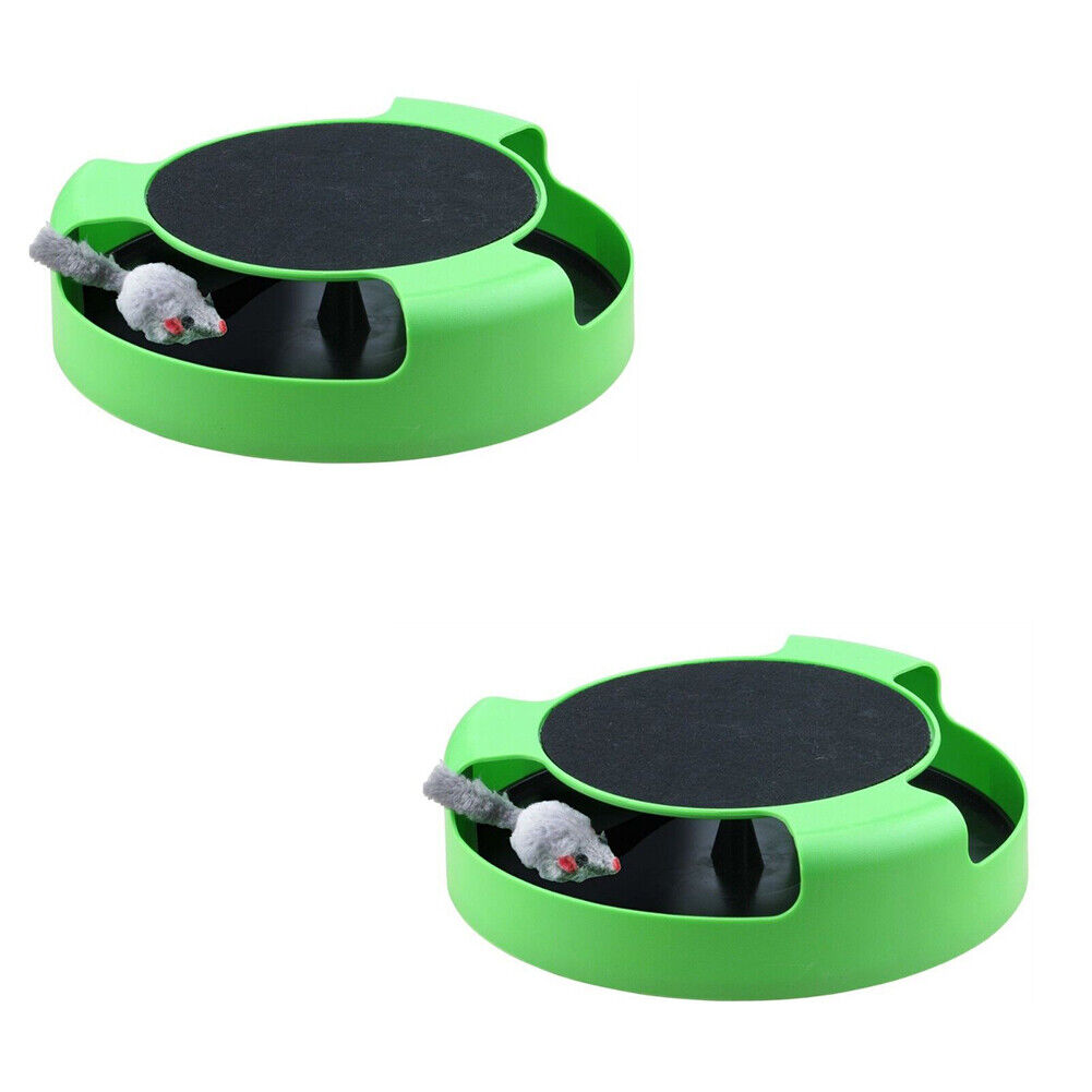 US 1-2 Pack Interactive Toys Cats Mouse Moving Round Scratch Pad Pet Fun Kitten
