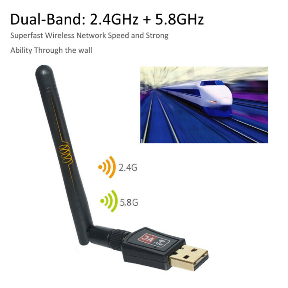 US USB WiFi Adapter Dual Band 600Mbps Signal Booster Range Extender Antenna