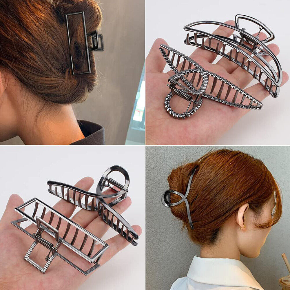 US 5-10 Pack Metal Jumbo Hair Claw Clip Large Strong Hold for Thick Hair Nonslip