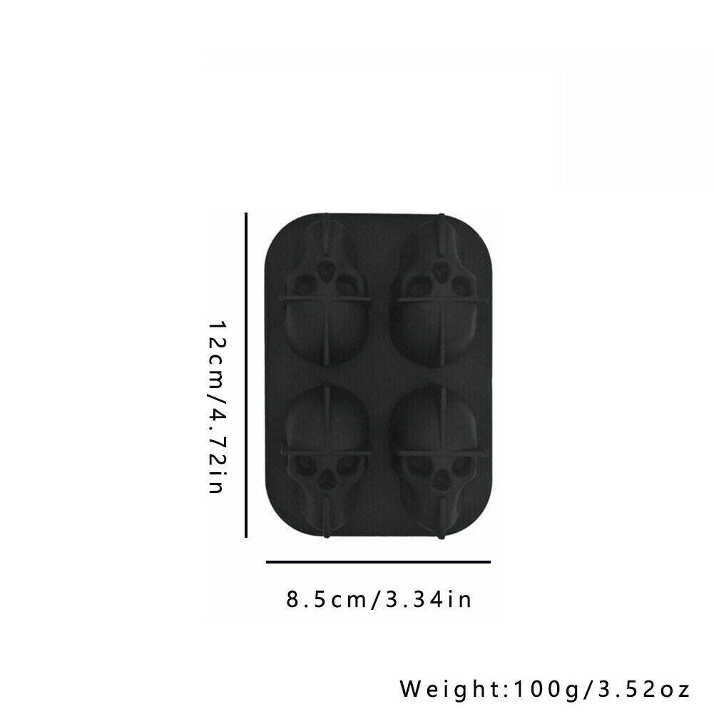 US 2-4 Pcs Shaped 3D Skull Ice Cube Mold Tray Stackable Silicone Ball Mold Party