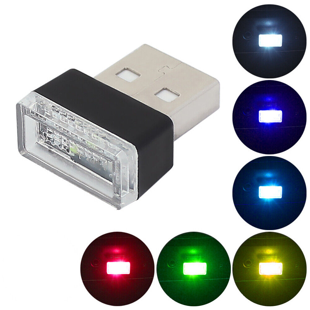 US 6-12 Mini White Blue Yellow Red Green LED USB Car Interior Atmosphere Light