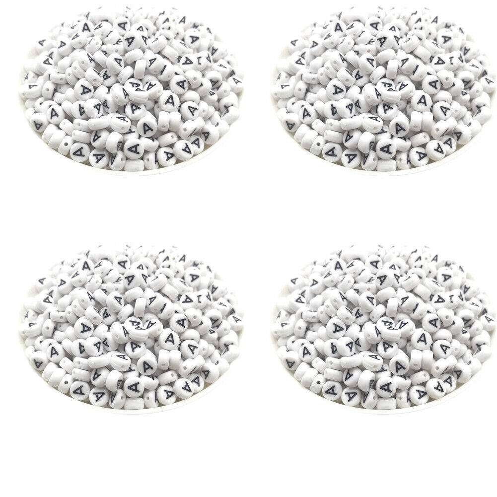US 400-800 Round 7mm Acrylic Alphabet Beads Flat Round Letter DIY Jewelry Making
