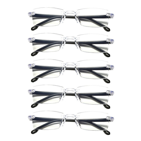 US 5-10 Pc Rectangular Rimless Blue Light Blocking Reading Glasses Unisex Reader