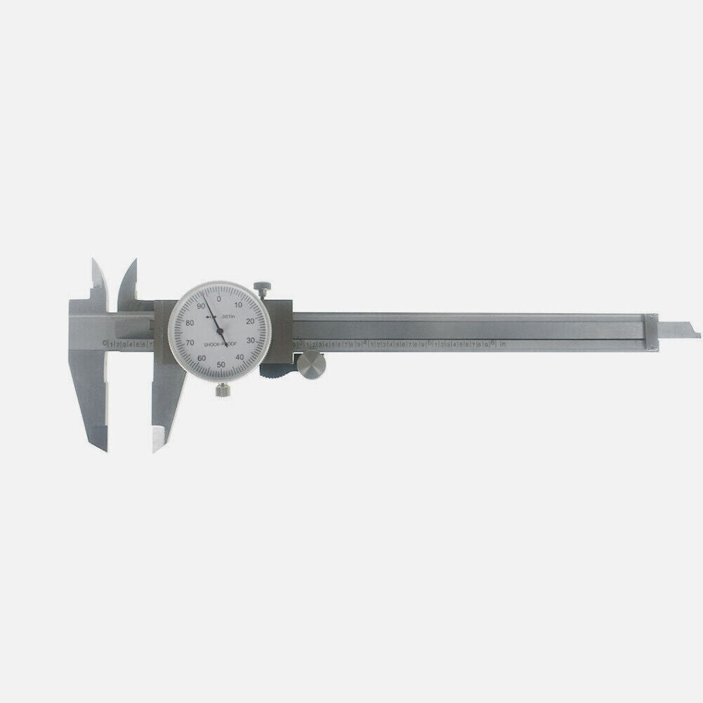 US Stainless Steel Dial Caliper 6'' Shockproof 0.01''  of One Inch Graduation