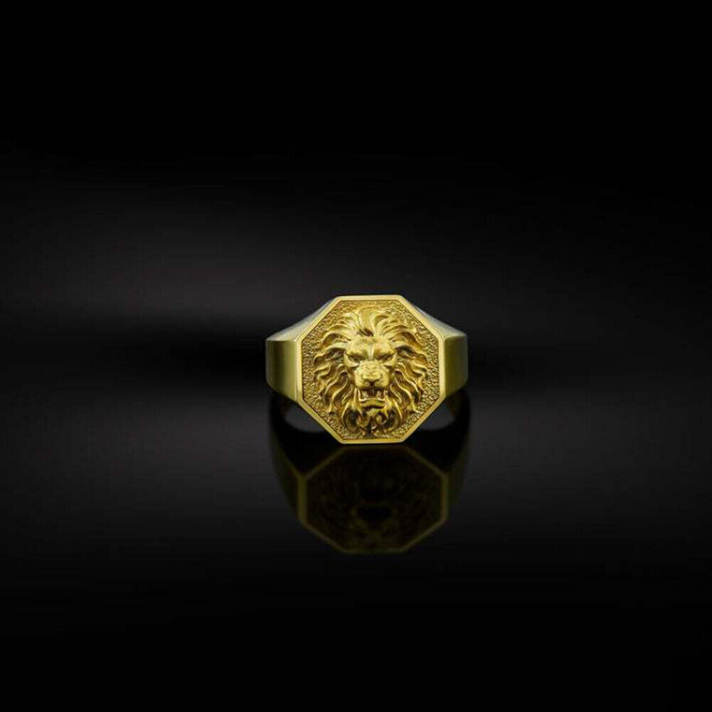 US 2-4 Pack Men Gold Plated Stainless Steel Lion Head of Judah Ring