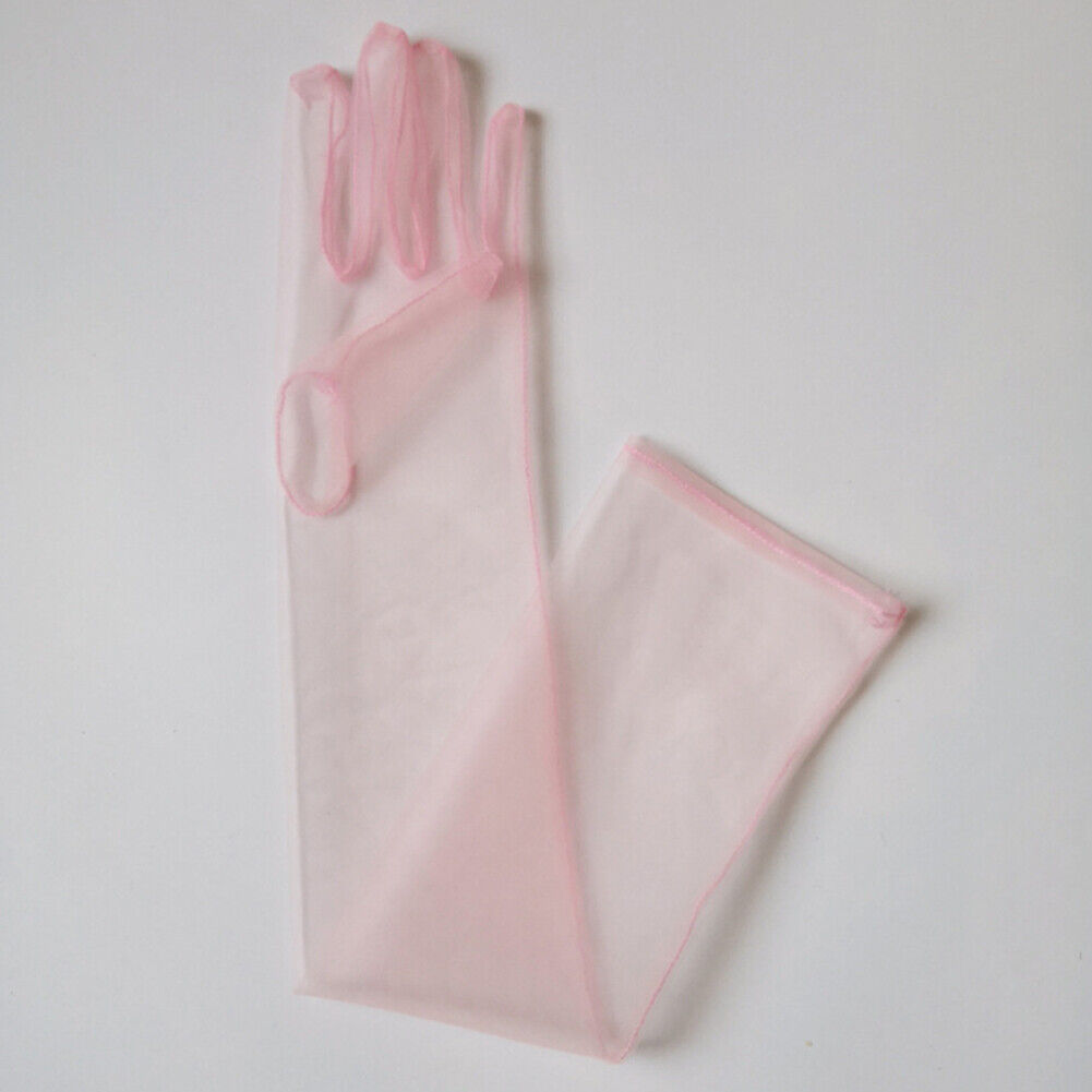 US 1~2 Paris 27'' Wedding Bridal Prom Sheer Tulle Long Elbow Gloves Party Opera