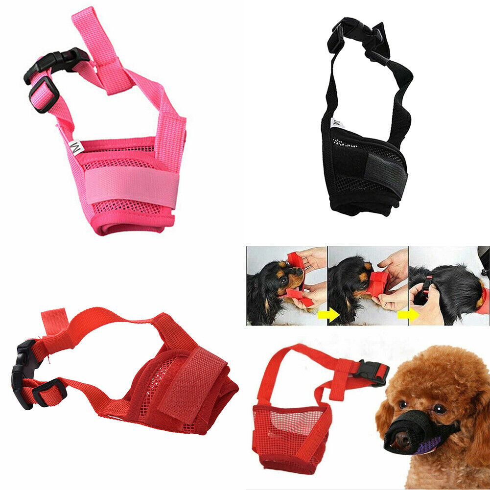 US 3-6 Dog Mask Soft Mesh Muzzle Mouth Cover Adjustable Grooming Anti Bark Bite