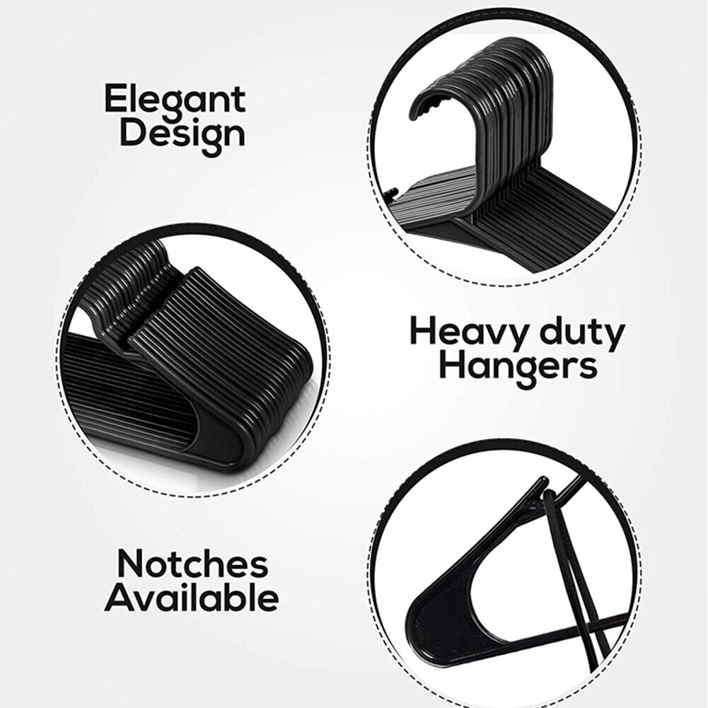 US 50 Pcs Home Plastic Hangers Space Saving Tubular Clothes Light Weight Durable