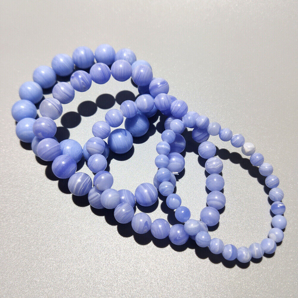 US 6/8/10 MM Purple Blue Lace Stone Beads Round Loose Bulk Beads Jewelry Making