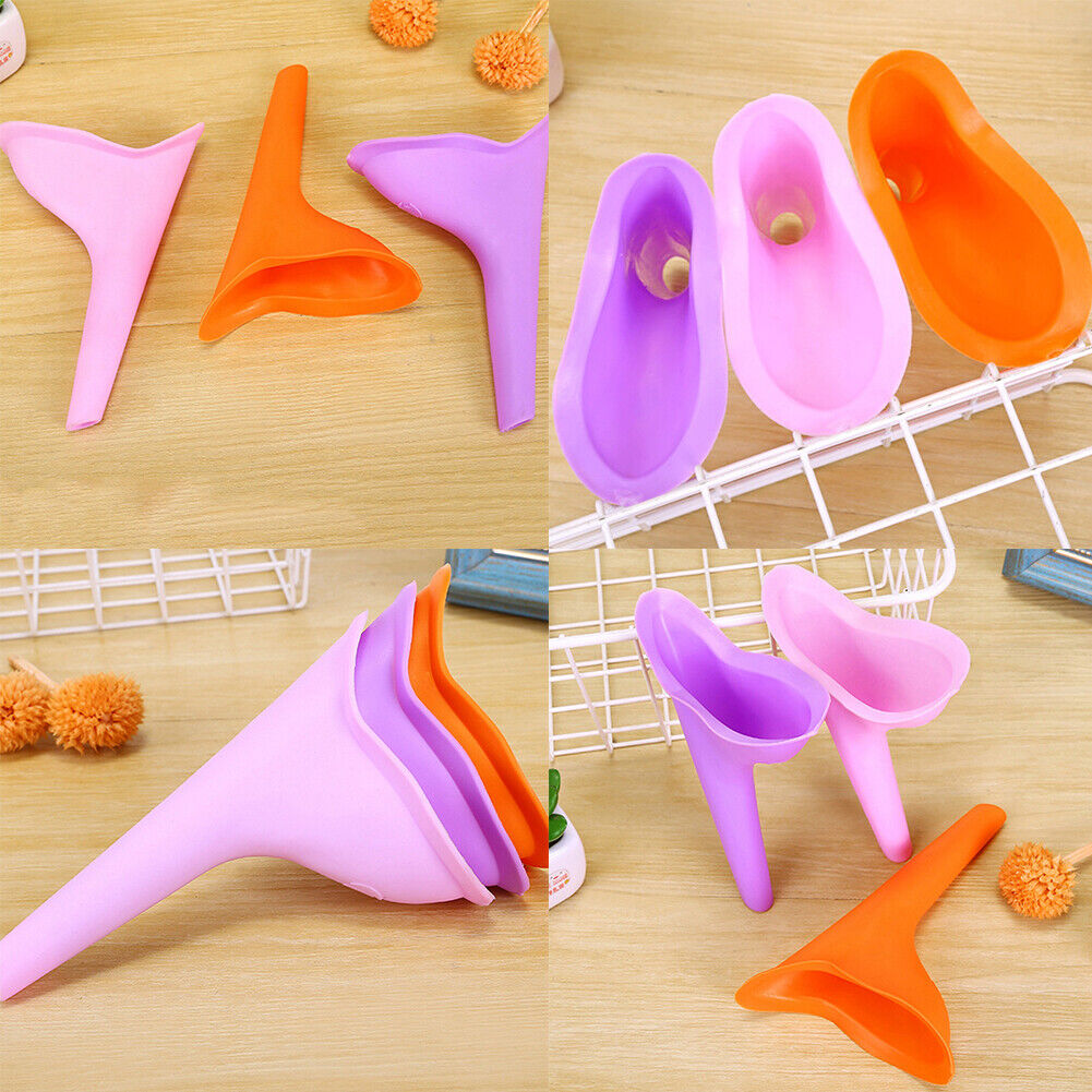 US 3-6 Pcs Reusable Travel Silicone Portable Lady Urinal Pee Funnel Urine Device