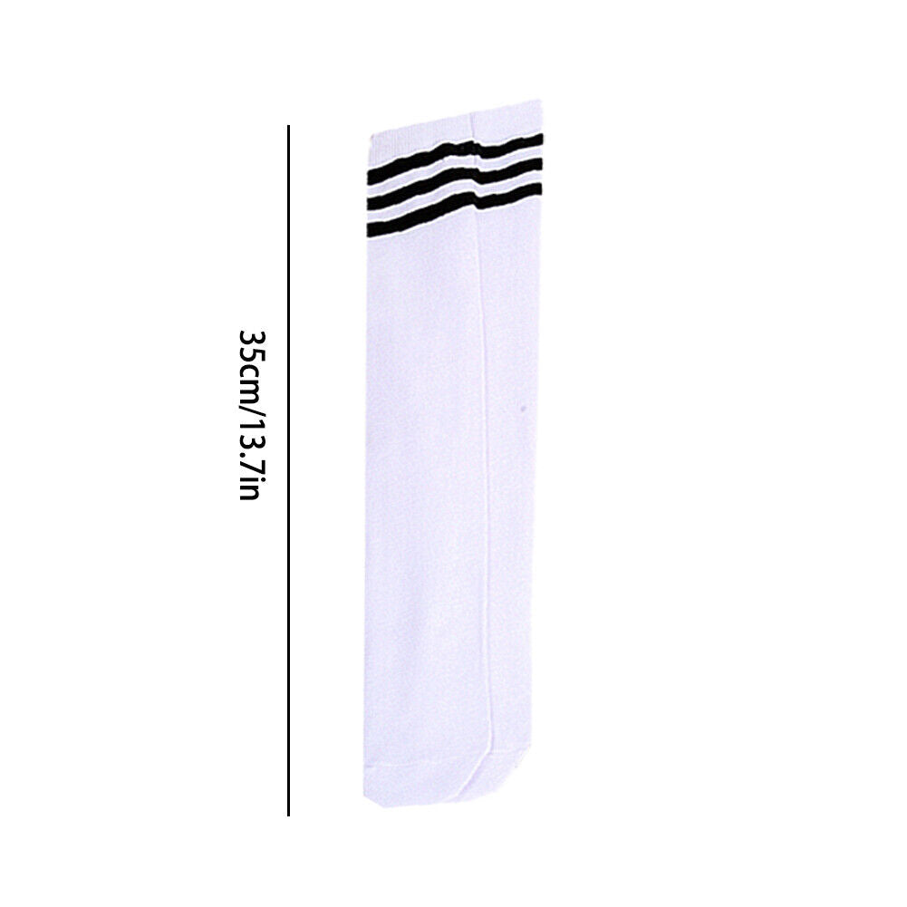 US 5-10 Pairs 13.7 Inch Striped Tube Socks Non-Slip Ribbed Cuffs Knee High Socks