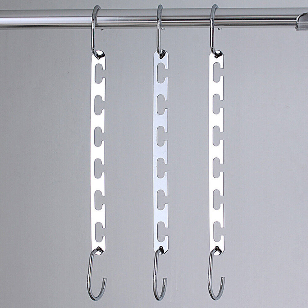 US 10-20Pc Metal Hook Magic Hanger Closet Clothes Organizer Space Saving Hangers