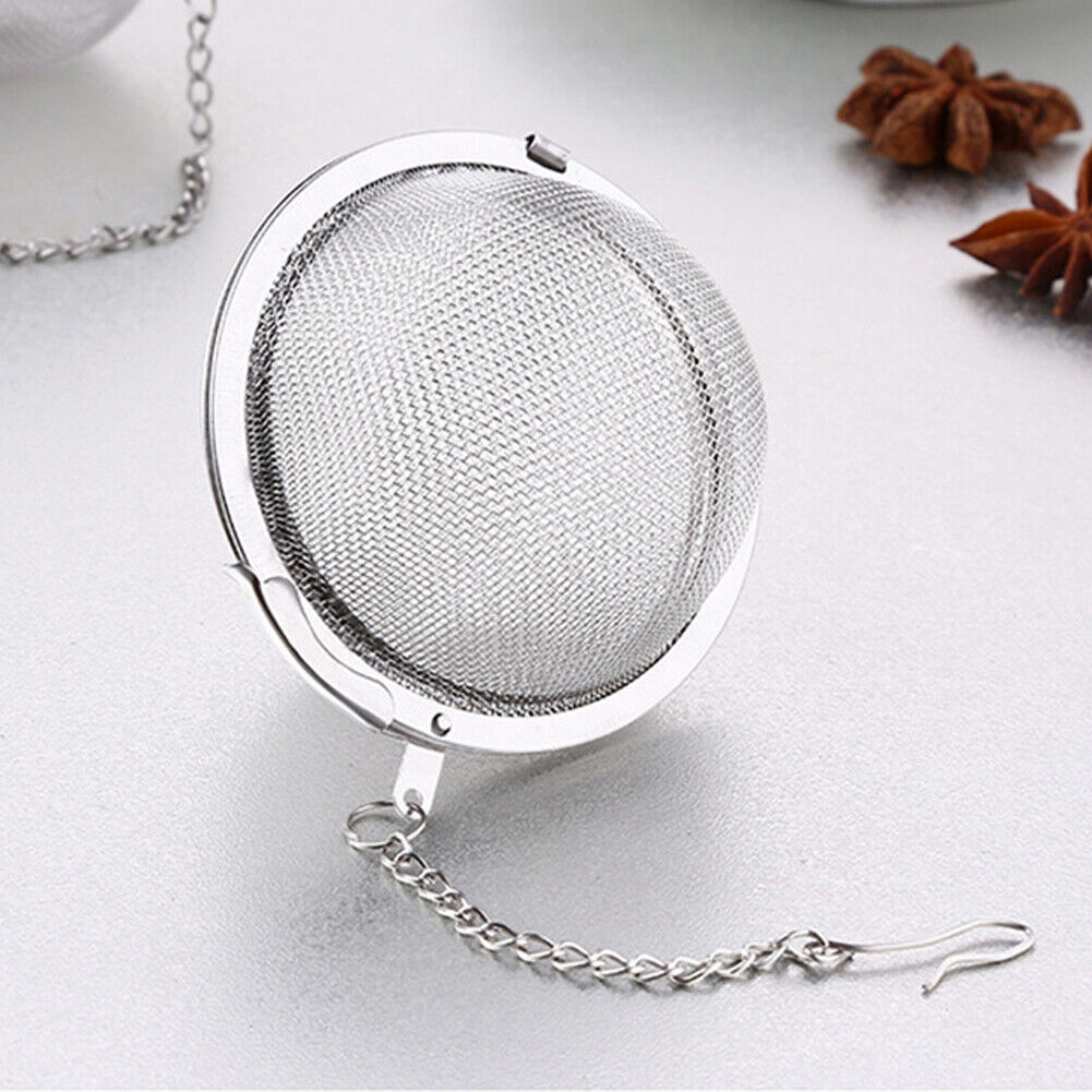 US 1-2 Pc Stainless Steel Mesh Tea Ball Strainer Diffuser Steeper Lock Filtering
