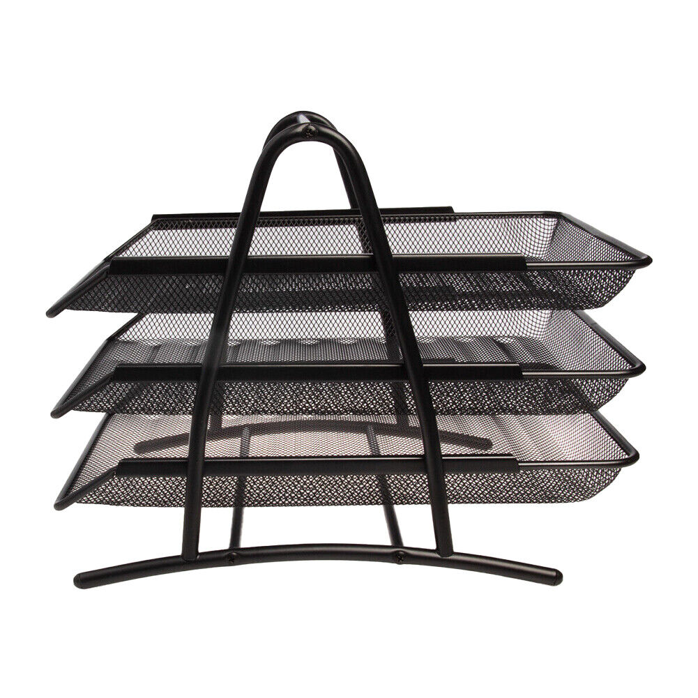 US Mesh Notebook Letter Tray 3 Tier Desk Organizer For Office Supplies Folders