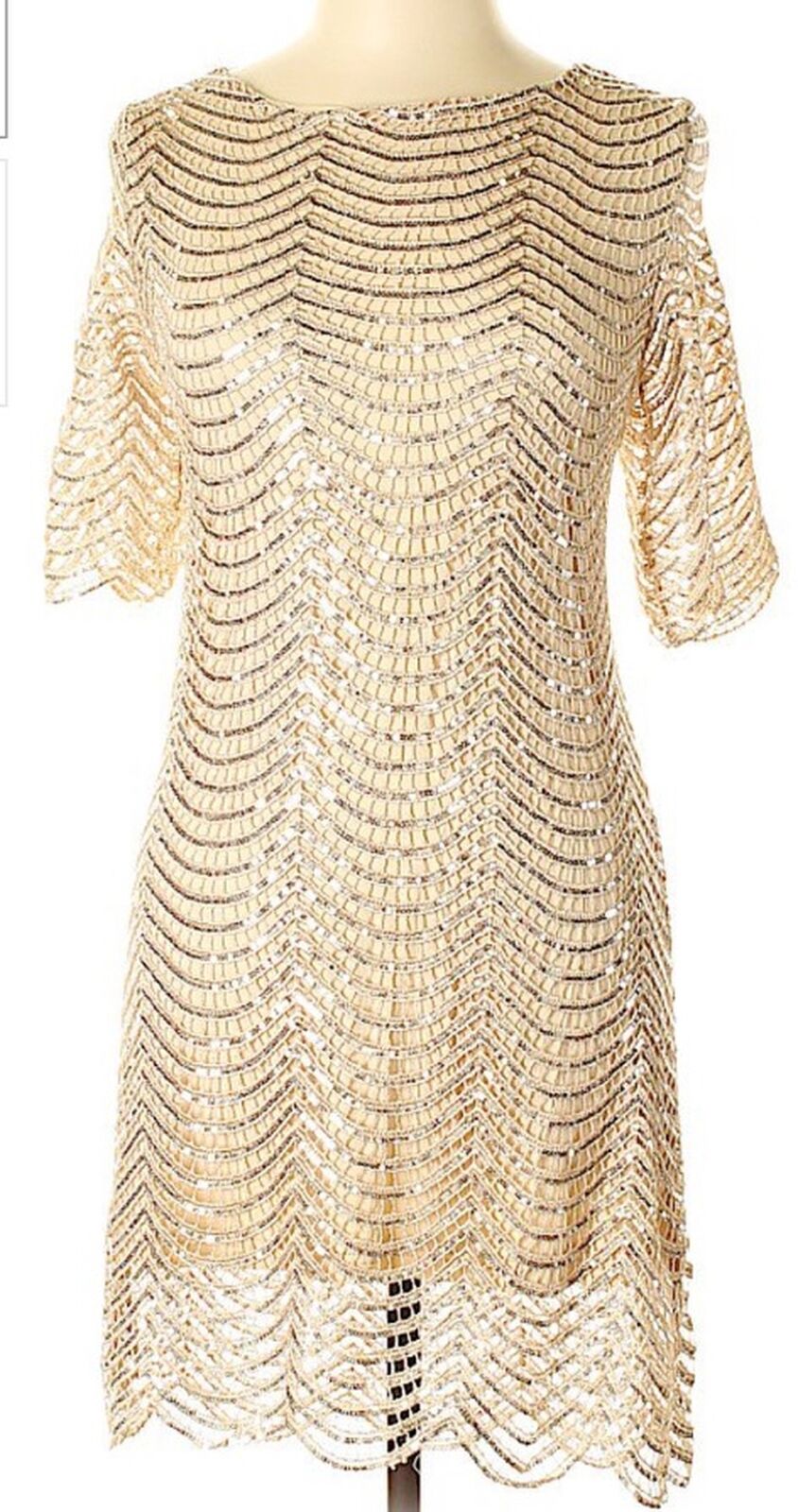 HaoDuoYi Womens Sparkle Sequin Hollow Out Short Sleeves Mini Party Dress