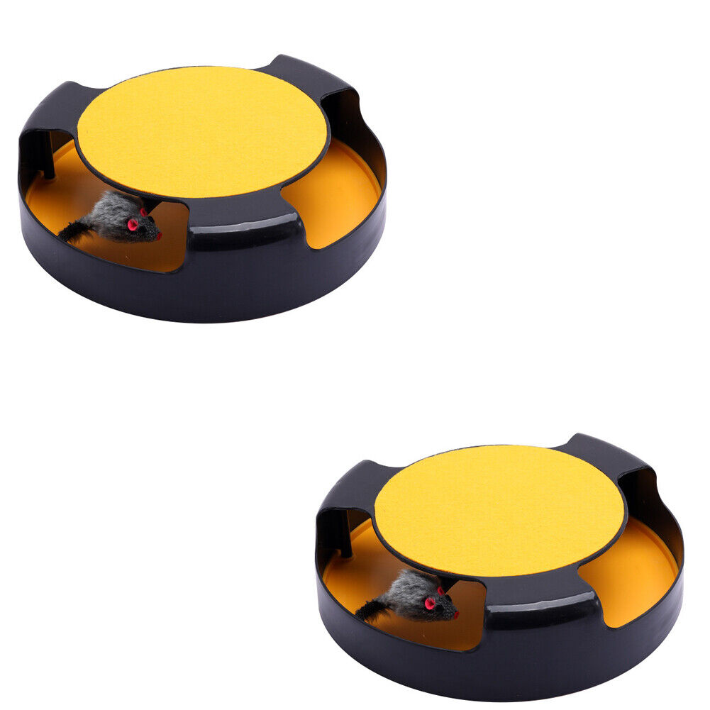 US 1-2 Pack Interactive Toys Cats Mouse Moving Round Scratch Pad Pet Fun Kitten