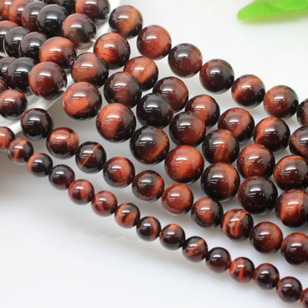 US 6/8/10mm Natural Stone Dark Red Jasper Round Beads Jewelry Making DIY Spacer